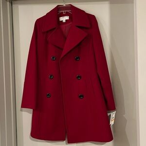 Anne Klein Women's Double-Breasted Red Coat